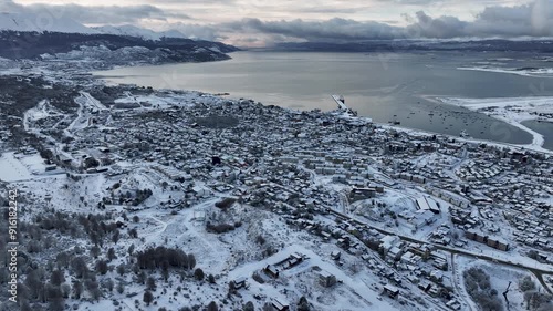 Wallpaper Mural Ushuaia Skyline At Ushuaia In Tierra Del Fuego Argentina. Snow Capped City. Tourism Landmark. Snow Falling Landscape. Ushuaia Skyline At Ushuaia In Tierra Del Fuego Argentina. Torontodigital.ca
