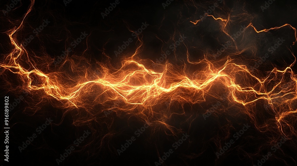 Dynamic Orange Lightning with White Smoke on Black Background Dynamic Orange Lightning with White Smoke on Black Background