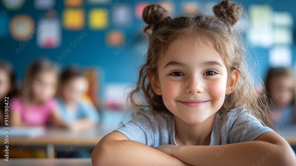 Happy School Girl Portrait. Happy School Girl Portrait.