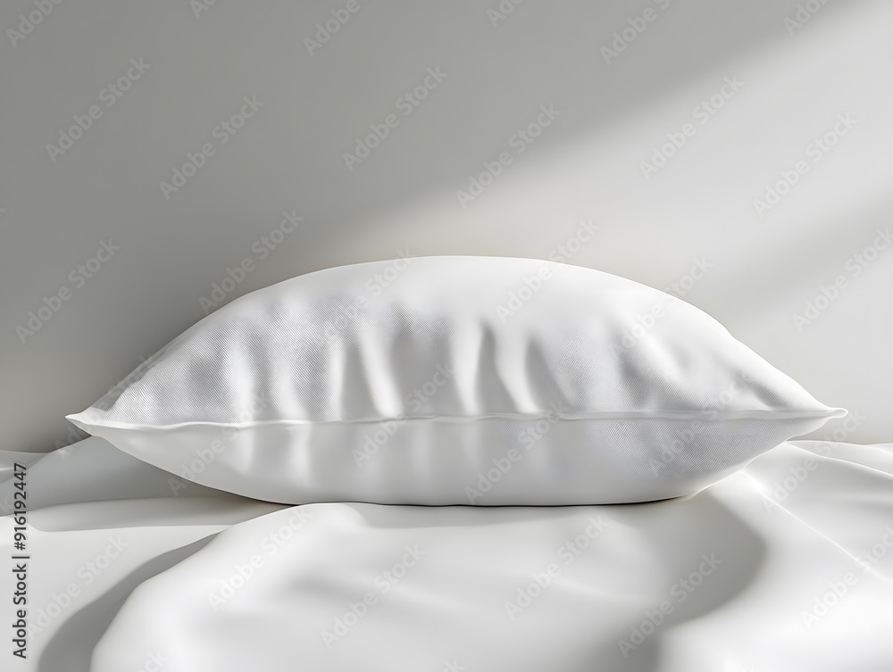 Close-up of a white pillow mockup on a plain background, showing fabric detail and soft shadows Close-up of a white pillow mockup on a plain background, showing fabric detail and soft shadows