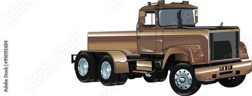 Outline brown and painted truck. Isolated in black background, for t-shirt design, print, and for business purposes.