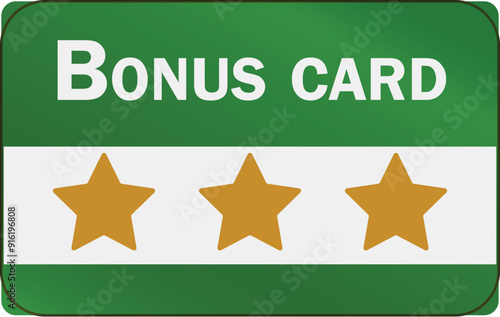 Green bonus card boasting three gold stars, rewarding customer loyalty and encouraging repeat business