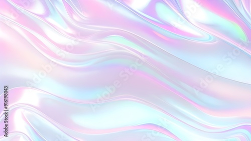 Holographic background seamless trendy iridescent light foil texture. Soft holographic pastel unicorn marble background pattern. Modern pearlescent blurry abstract swirl illustration. 