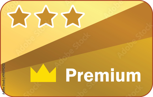 Golden premium quality badge with five stars and a crown, representing high quality and customer satisfaction