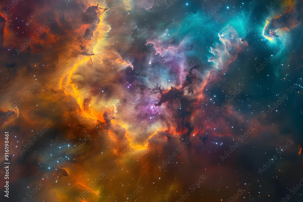 Fototapeta premium Cosmic Nebula: A Vivid Display of Gas and Dust