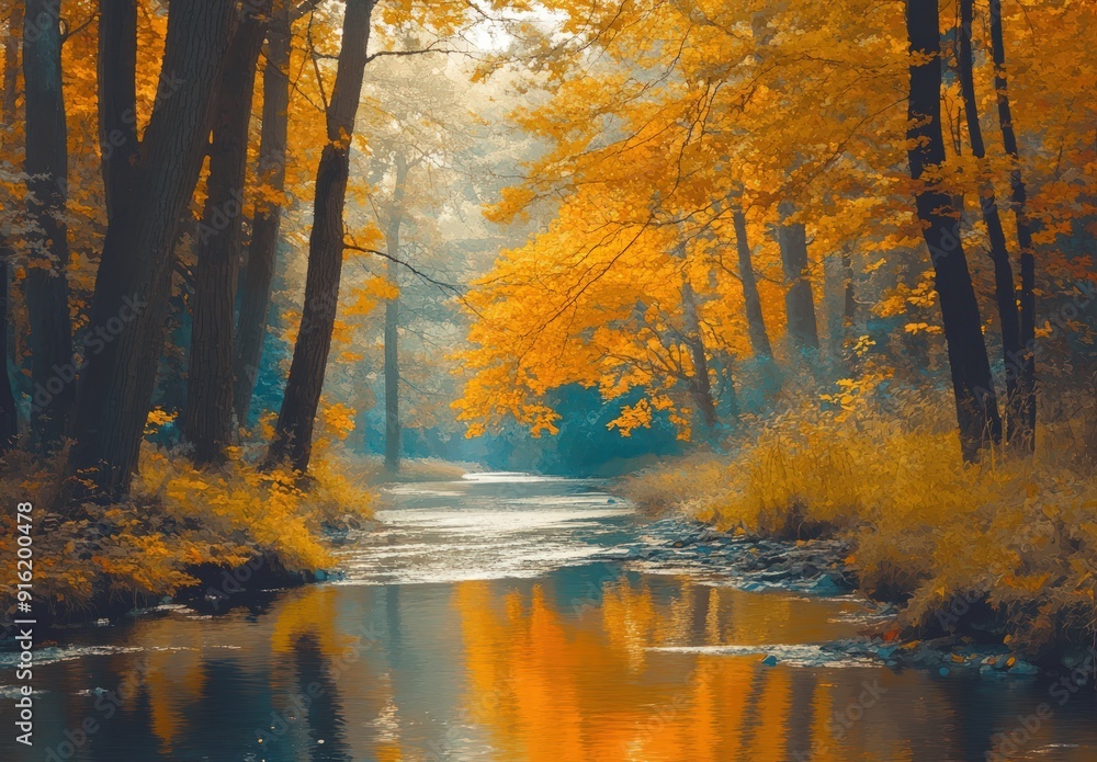 Obraz premium Autumnal River Scene