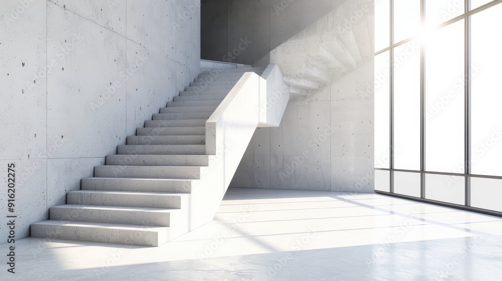 A stunning modern staircase in a minimalist interior showcasing clean lines and natural light, perfect for design inspiration. A stunning modern staircase in a minimalist interior showcasing clean lines and natural light, perfect for design inspiration.
