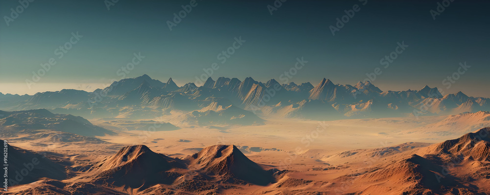 Fototapeta premium Mountainous Desert Landscape - 3D Illustration