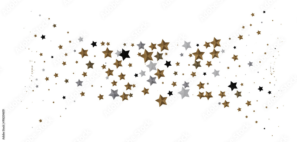 Obraz premium A Shower of Celestial Beauty: 3D Gold Stars Rain Illustration Bedazzles