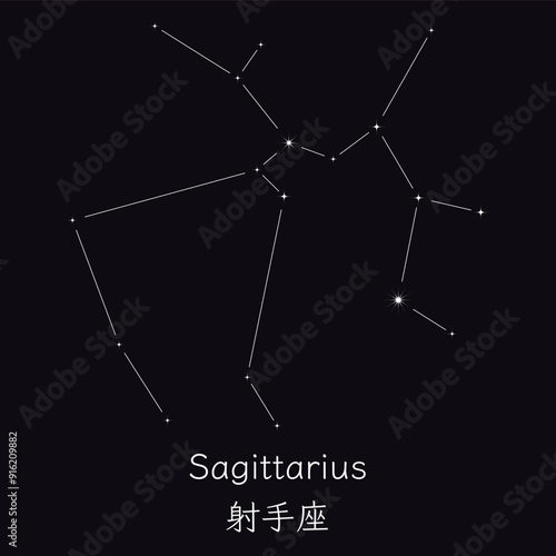 シンプルな星座のイラスト(射手座)