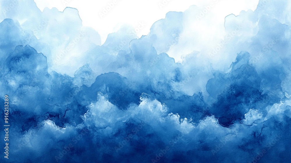 Abstract Blue Watercolor Background, Soft and Fluid - Generative AI Abstract Blue Watercolor Background, Soft and Fluid - Generative AI