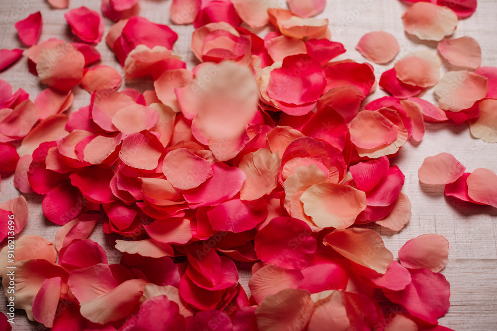 Beautiful rose petals spread out in a delicate arrangement, perfect for romantic occasions and celebrations. Beautiful rose petals spread out in a delicate arrangement, perfect for romantic occasions and celebrations.
