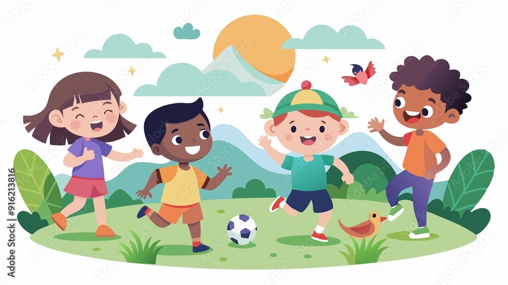 Creating lasting memories through outdoor play. This scene highlights the significance of childhood experiences in shaping future memories. Creating lasting memories through outdoor play. This scene highlights the significance of childhood experiences in shaping future memories.