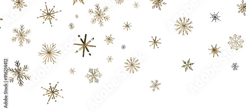 Snowflakes and bokeh lights on the blue Merry Christmas background. 3D render
