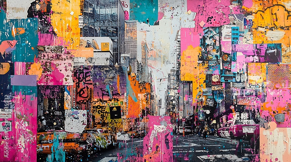 Colorful graffiti art explodes in textured patterns across weathered urban wall Colorful graffiti art explodes in textured patterns across weathered urban wall