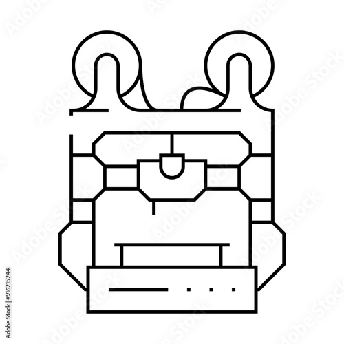 double extruder 3d printer line icon vector. double extruder 3d printer sign. isolated contour symbol black illustration