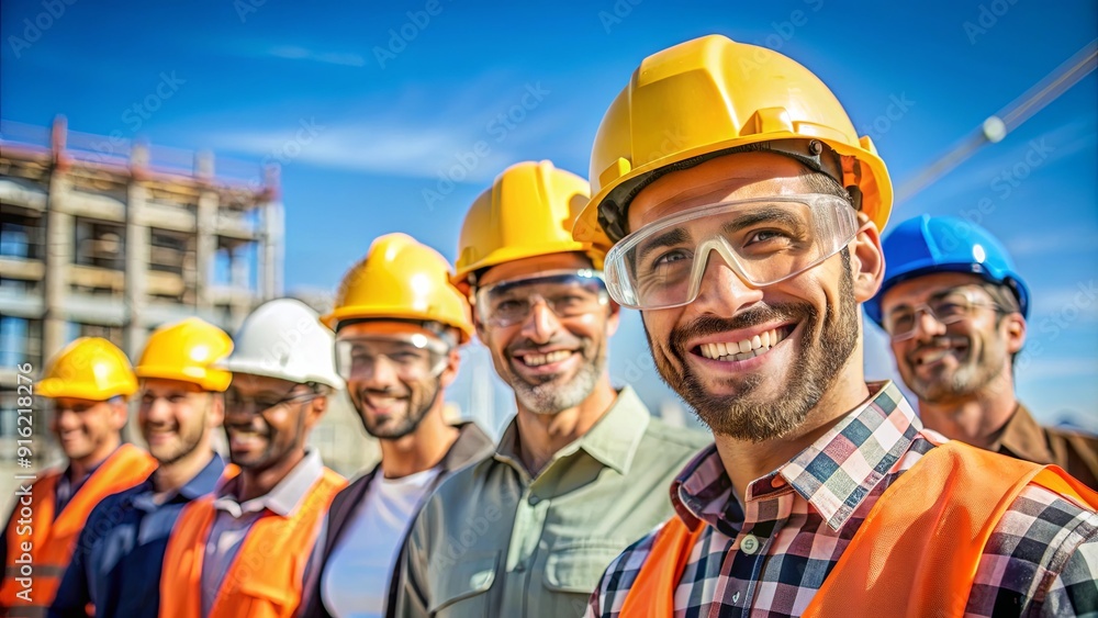 Construction workers smiling Construction workers smiling