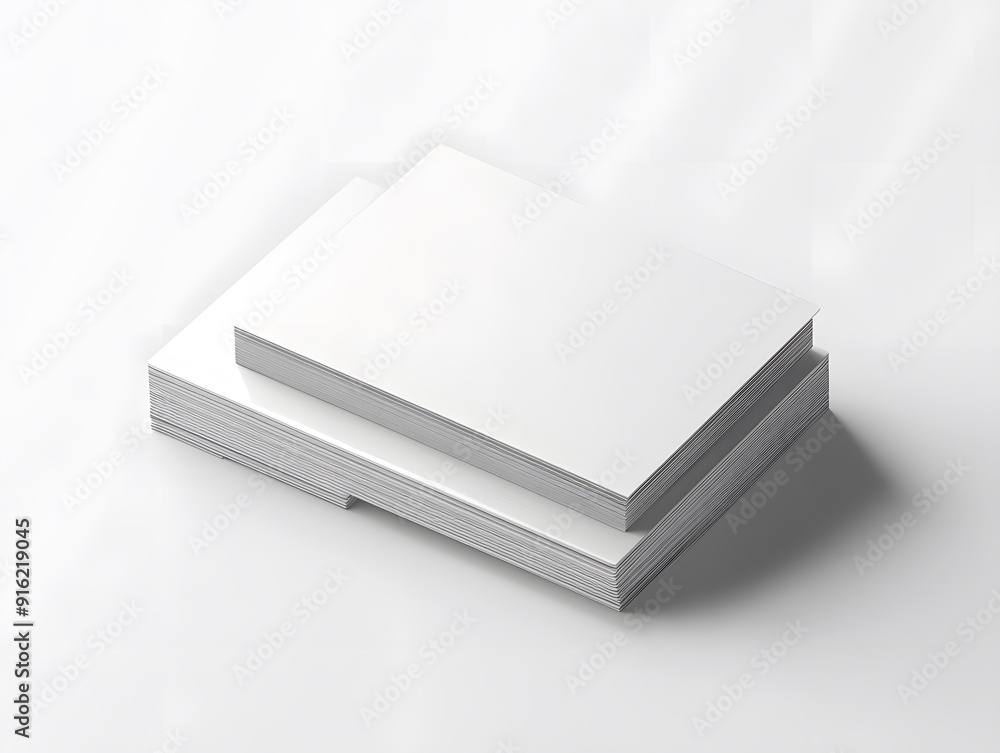 White business card mockup displayed flat on a plain white background with no distractions White business card mockup displayed flat on a plain white background with no distractions