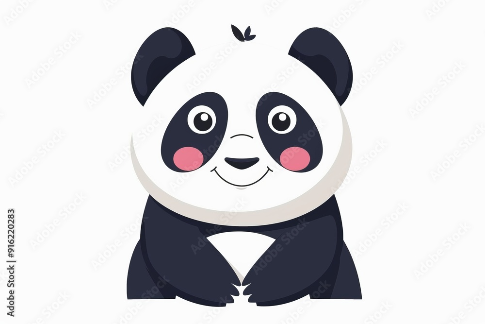 Fototapeta premium cartoon panda, flat color illustration, solid white background