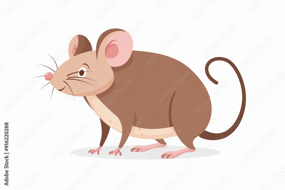 cartoon mouse, flat color illustration, solid white background cartoon mouse, flat color illustration, solid white background