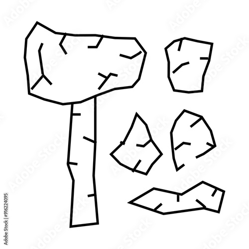 stone age things museum exhibit line icon vector. stone age things museum exhibit sign. isolated contour symbol black illustration