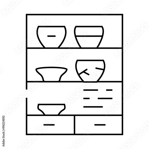 pottery museum exhibit line icon vector. pottery museum exhibit sign. isolated contour symbol black illustration