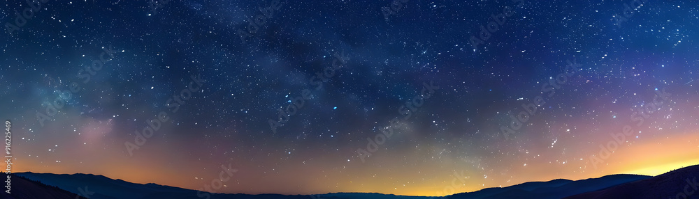 Night Sky with Stars and Milky Way over Mountains - Photo Night Sky with Stars and Milky Way over Mountains - Photo