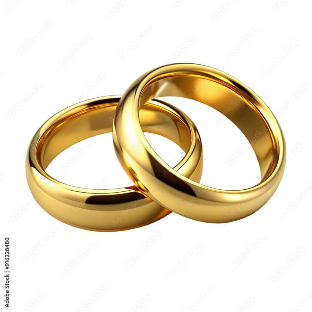 A pair of gold wedding rings isolated on transparent background. A pair of gold wedding rings isolated on transparent background.
