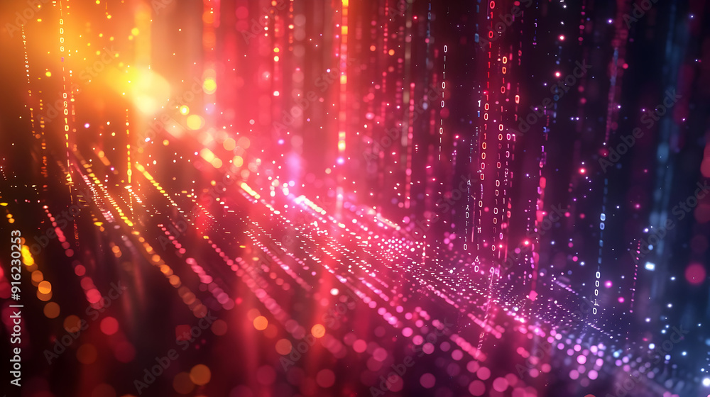 Abstract Background with Binary Code and Glowing Lights Abstract Background with Binary Code and Glowing Lights
