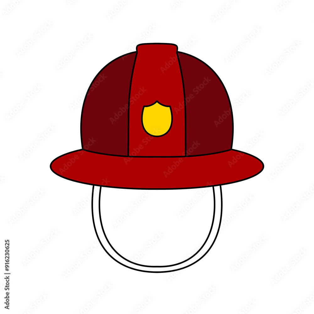 Fototapeta premium A red fireman's hat with a yellow badge on it