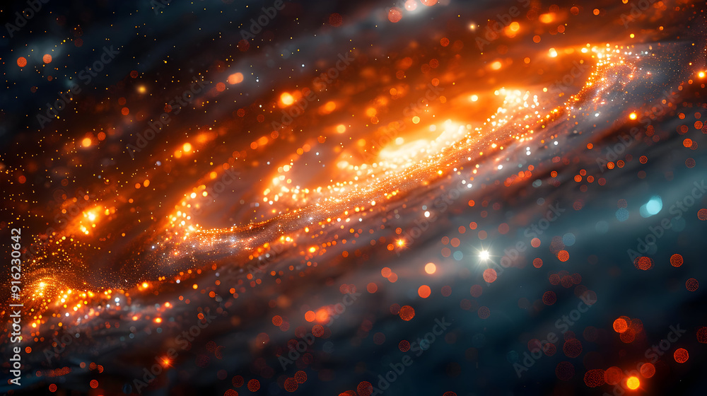 Fototapeta premium Abstract Background with Orange and Blue Bokeh Lights