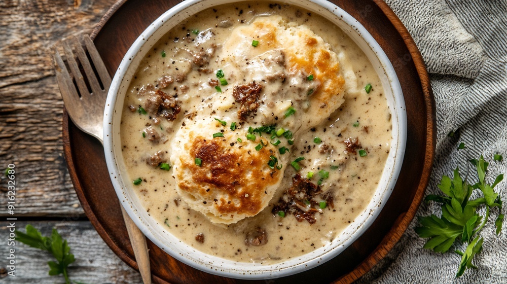 Savory Biscuits and Gravy with a Hint of Green Savory Biscuits and Gravy with a Hint of Green
