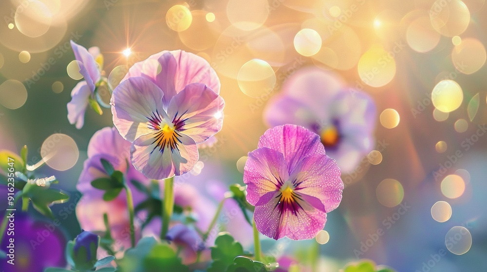 Delicate Purple Pansies with Bokeh Background Delicate Purple Pansies with Bokeh Background