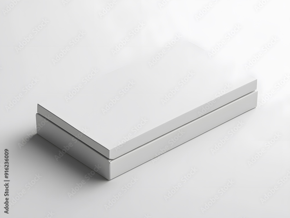 White packaging box mockup shown closed, with a subtle texture and minimalistic design White packaging box mockup shown closed, with a subtle texture and minimalistic design
