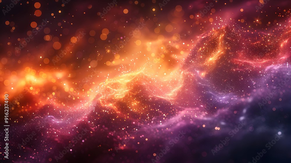 Fototapeta premium Abstract Background with Orange and Purple Glitter and Bokeh Lights