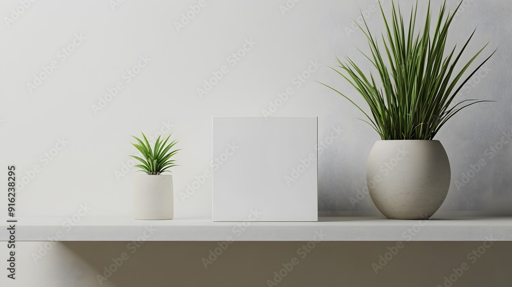 White box mockup displayed on a simple table with minimalistic decor White box mockup displayed on a simple table with minimalistic decor