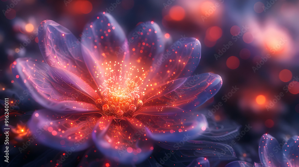 Glowing Purple and Red Flower Illustration Glowing Purple and Red Flower Illustration