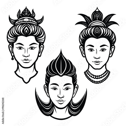 Vector cartoon illustration of a boy and girl with carnival masks, artistic design for children's faces