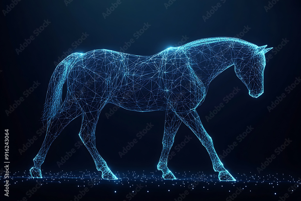 horse. Digital wireframe polygon illustration. technology of lines and points.
horse. Digital wireframe polygon illustration. technology of lines and points.