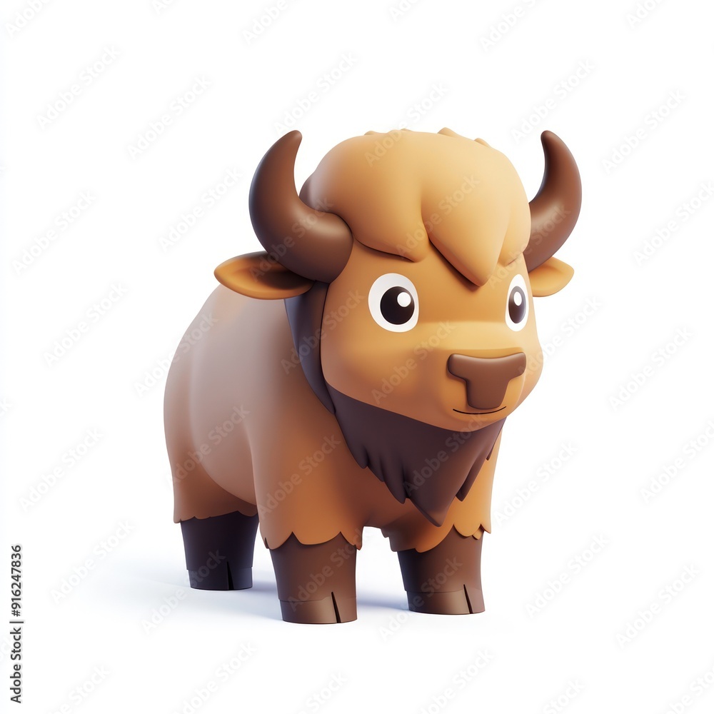 Naklejka premium Cute Cartoon Bison