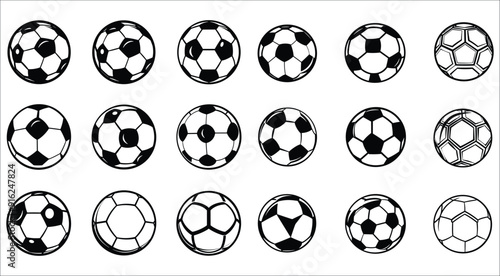 Set of sports balls silhouettes, Soccer balls silhouette collection, Football ball symbol, Sport ball icon vector, Football, Baseball, Basketball, Volleyball