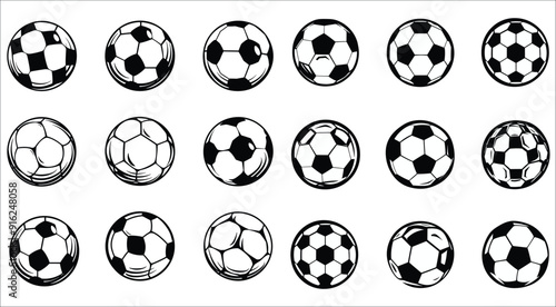 Set of sports balls silhouettes, Soccer balls silhouette collection, Football ball symbol, Sport ball icon vector, Football, Baseball, Basketball, Volleyball