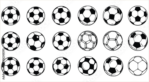 Set of sports balls silhouettes, Soccer balls silhouette collection, Football ball symbol, Sport ball icon vector, Football, Baseball, Basketball, Volleyball