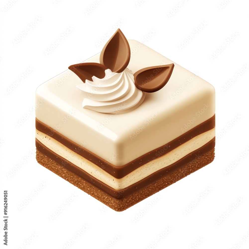 Delicious Layered Cake with Whipped Cream and Chocolate Garnish Delicious Layered Cake with Whipped Cream and Chocolate Garnish