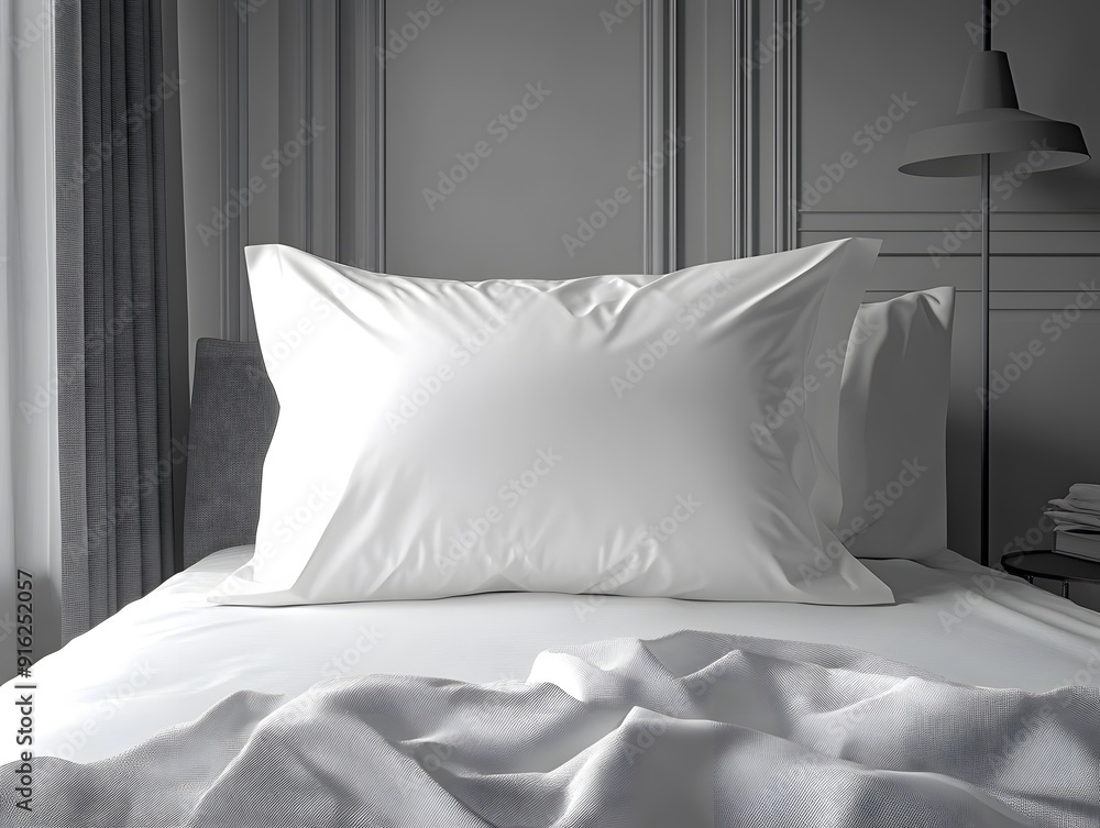 White pillowcase mockup shown with a subtle shine, placed on a clean bed White pillowcase mockup shown with a subtle shine, placed on a clean bed