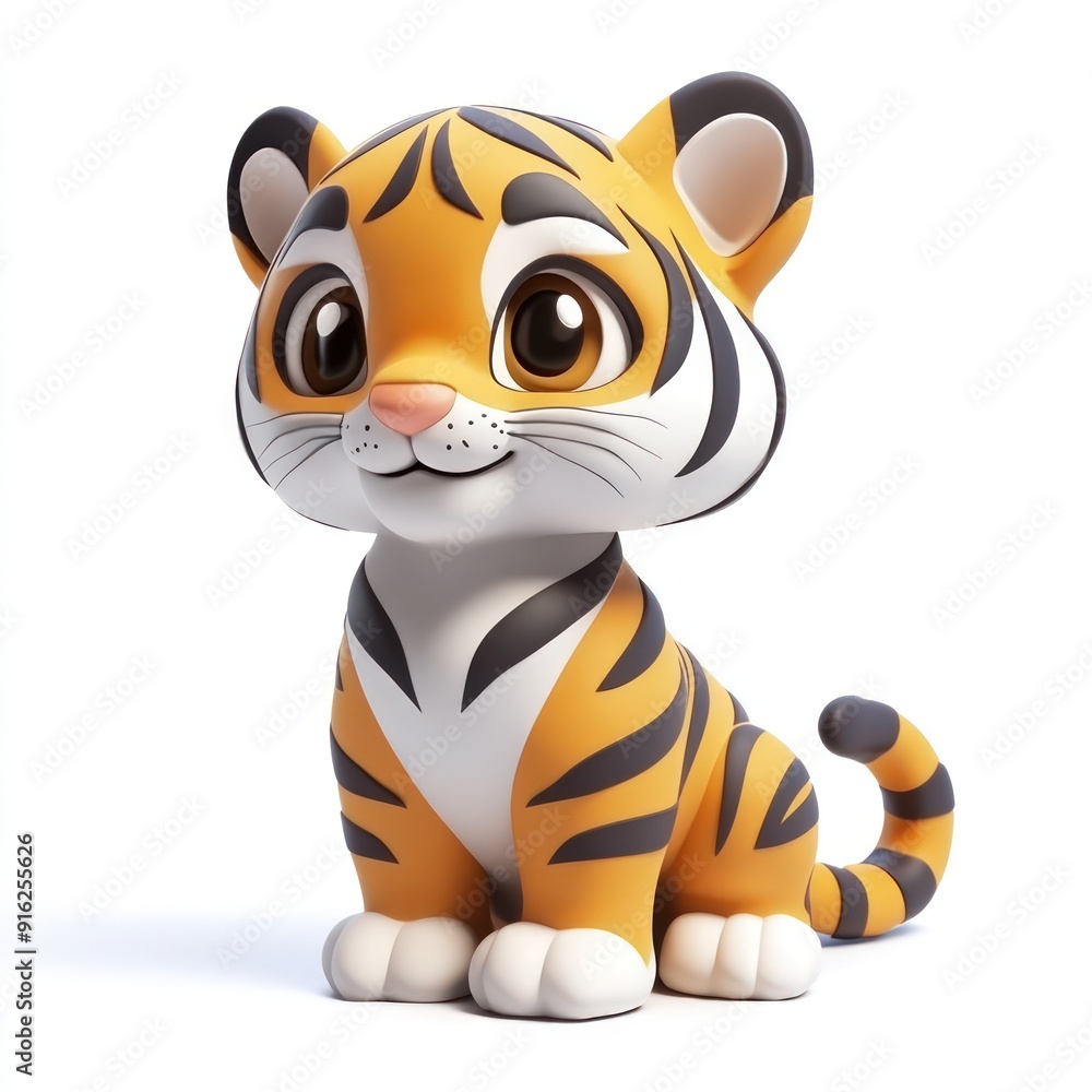 Cute Cartoon Tiger Cub Sitting Cute Cartoon Tiger Cub Sitting