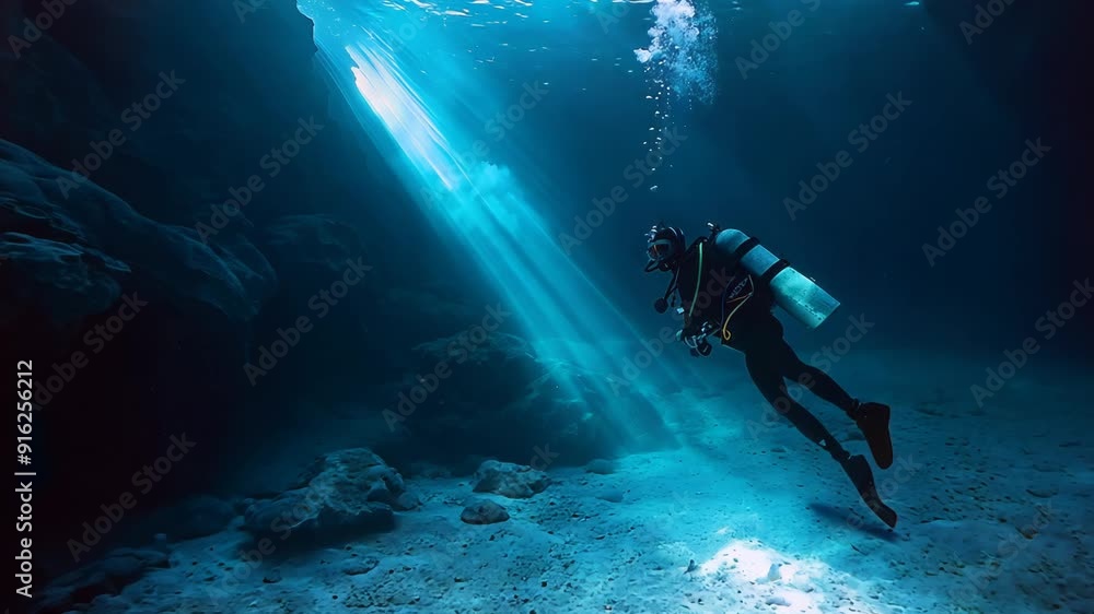 Solo Scuba Diver Exploring the Ocean Depths Solo Scuba Diver Exploring the Ocean Depths
