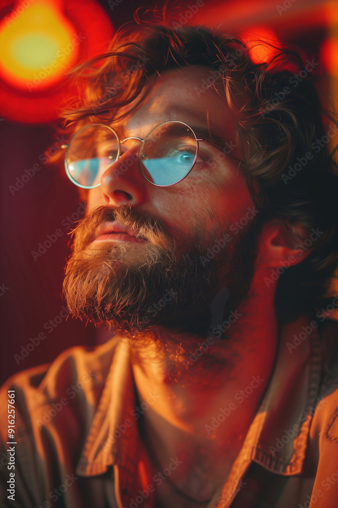 Bright sunny close up shot of a man wearing glasses Bright sunny close up shot of a man wearing glasses