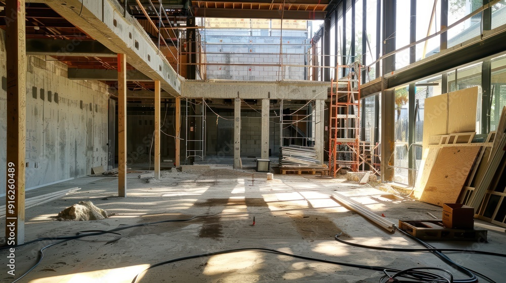 Fototapeta premium Interior of a Building Under Construction