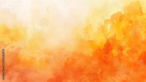 Stunning Abstract Watercolor Art with Warm Orange and Yellow Tones, Featuring Soft Brushstrokes and Vintage Aesthetics, Ideal for Digital Canvas and High-Resolution Prints photo